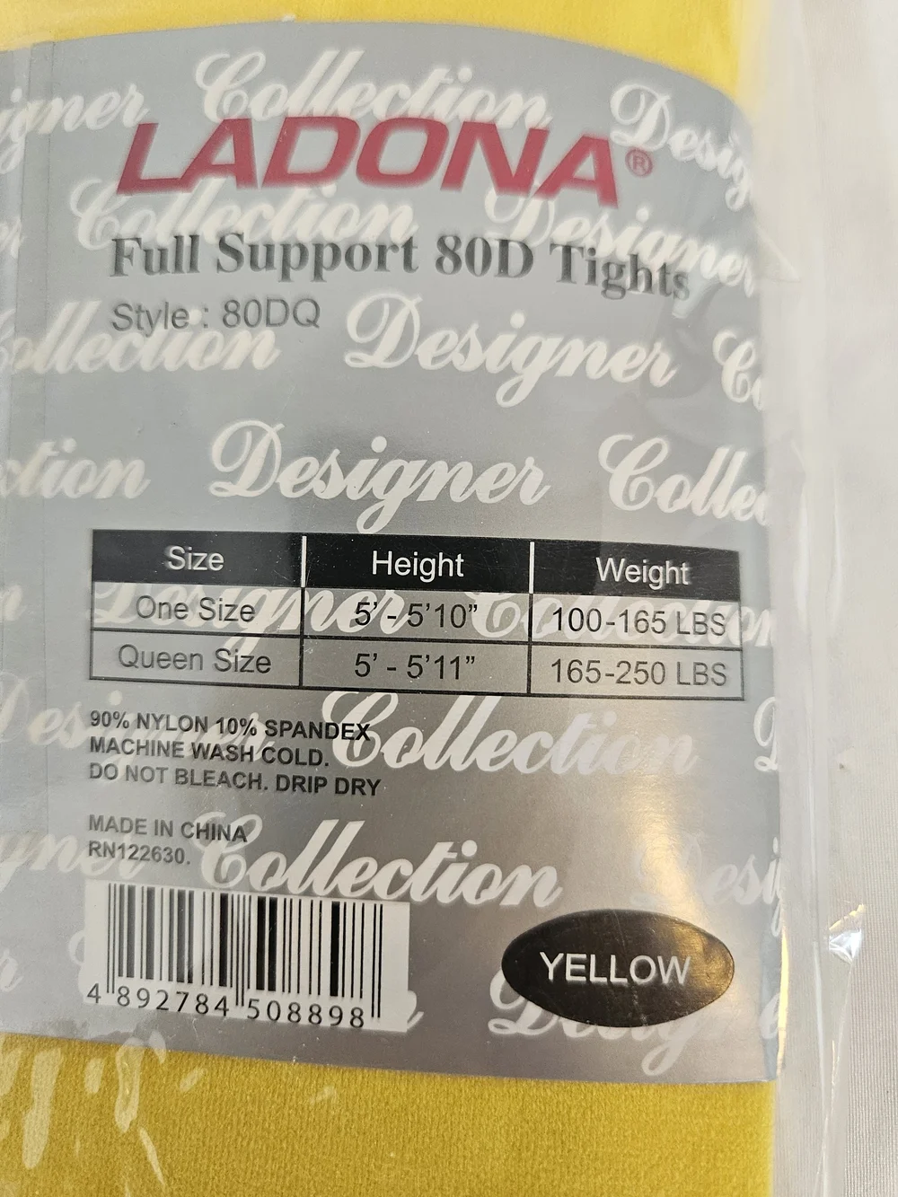 Ladona Footless Microfiber Tights in Bright Yellow Queen Size